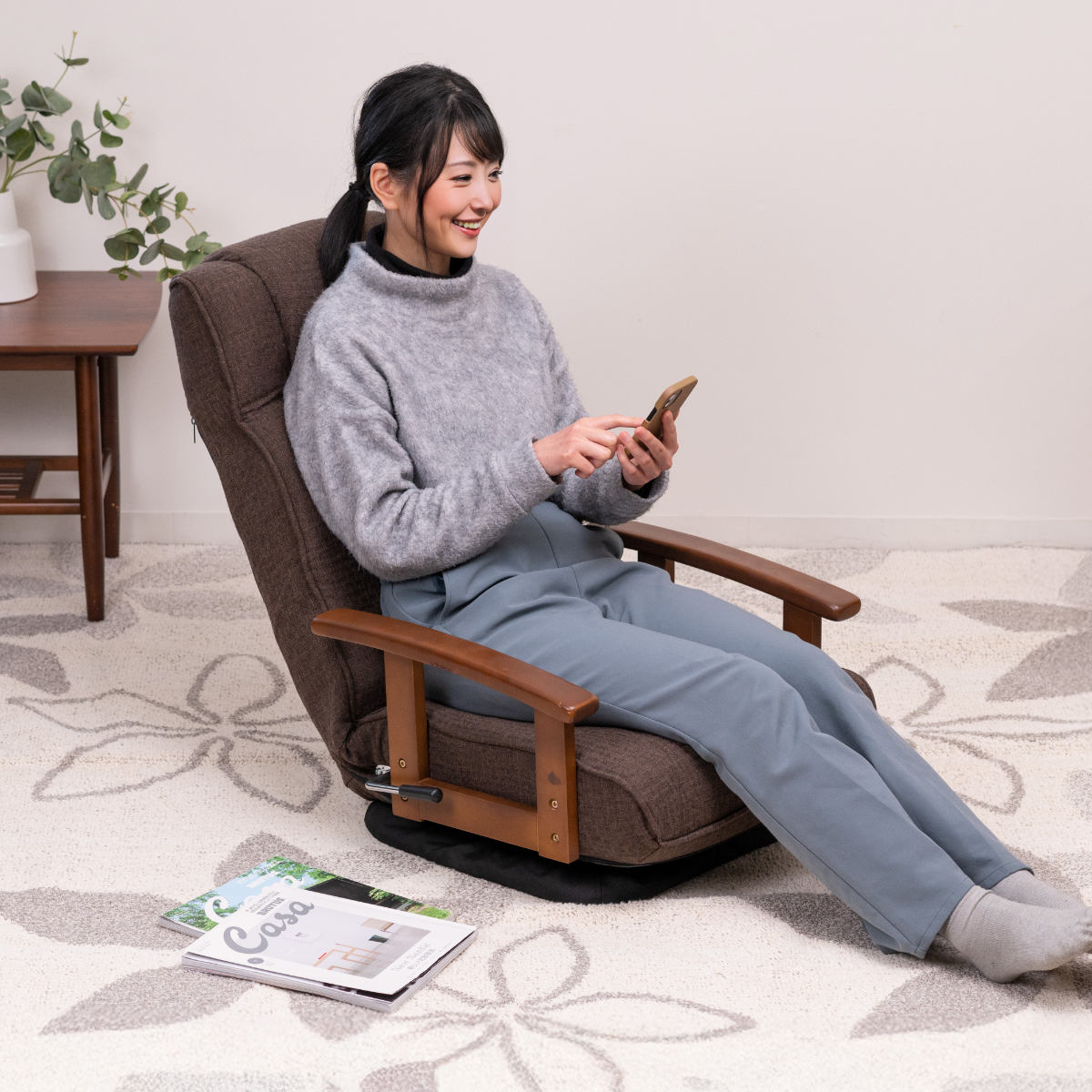 座椅子 ソファ リクライニング リクライニングチェア 回転式 ブルー