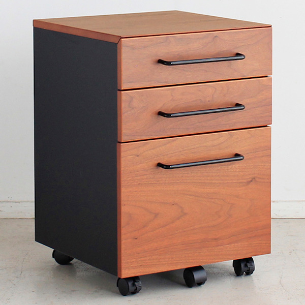 デスクワゴン 高さ58cm 三段 木製 天然木 ワゴン 引き出し 収納