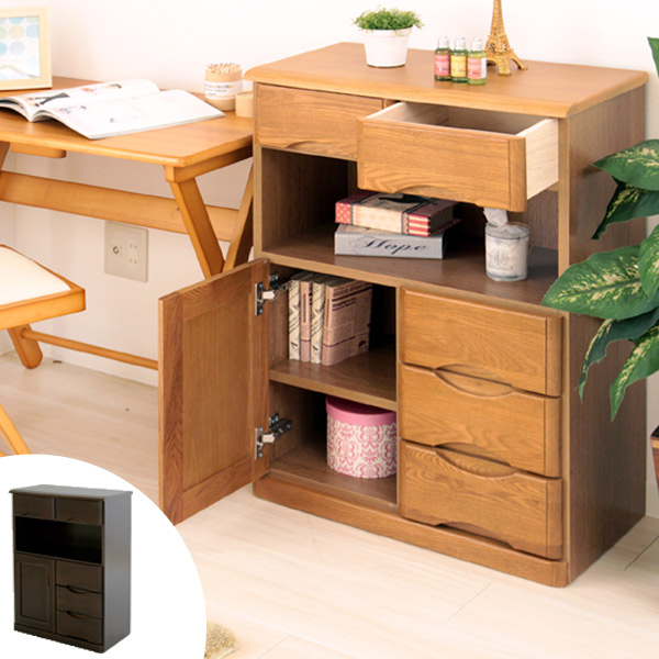 FAX台 電話台 サイドボード 天然木 幅60cm （ ラック 収納棚 棚