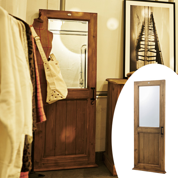 ウォールミラー ドア型ミラー 天然木 幅65cm （ ミラー 姿見 かがみ 鏡