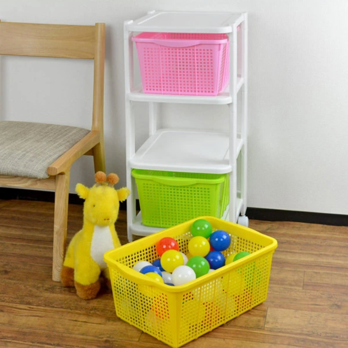 収納ラック 3段 引き出し 幅31×奥行43×高さ75cm カラフルカラー ラック