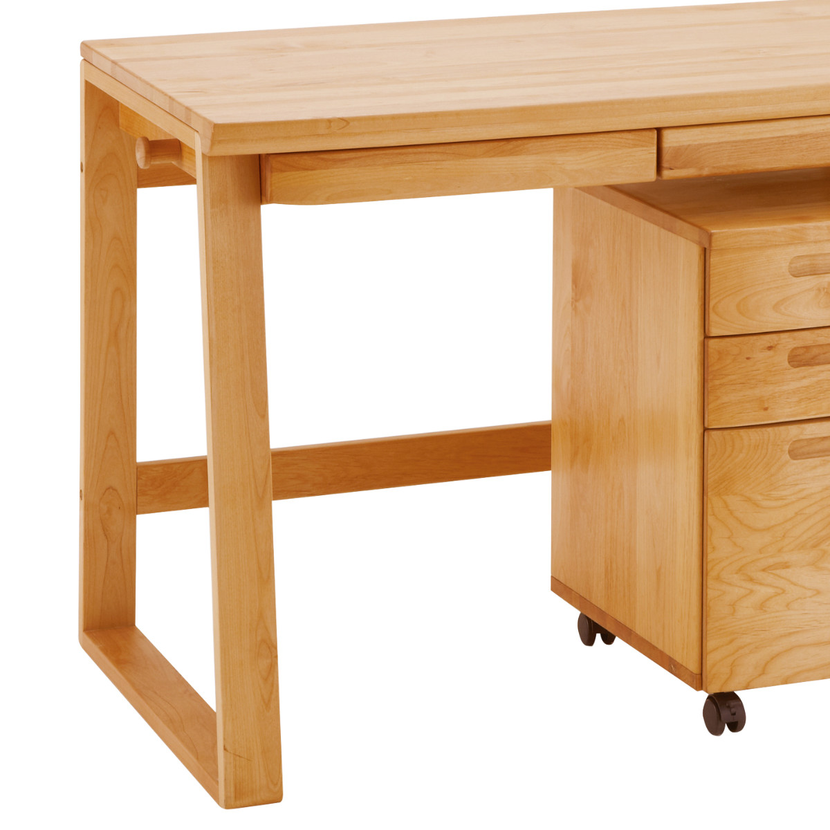 学習机 ワゴン 2点セット 天然木 アルダー材 オイル仕上 幅105cm （ 開