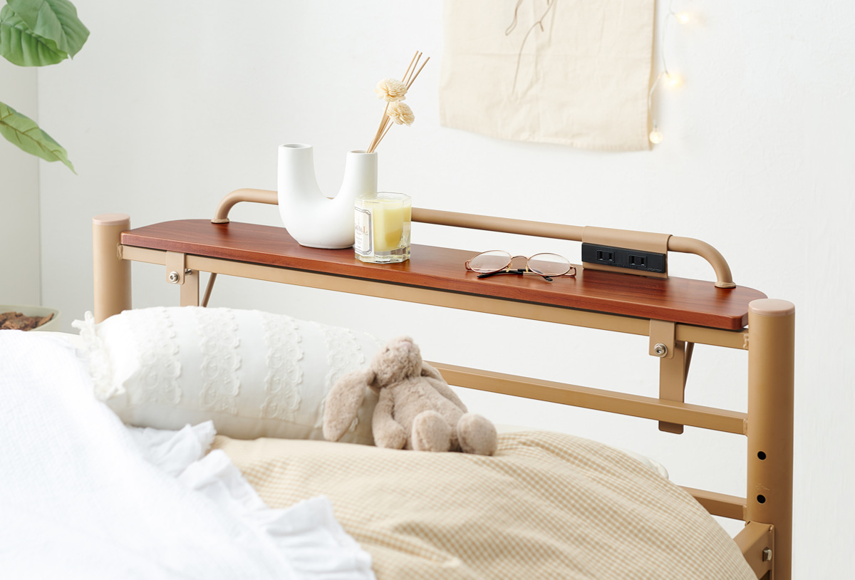 ベッド シングル ロング 高さ調節 4段階 パイプ 宮棚 （ ベット