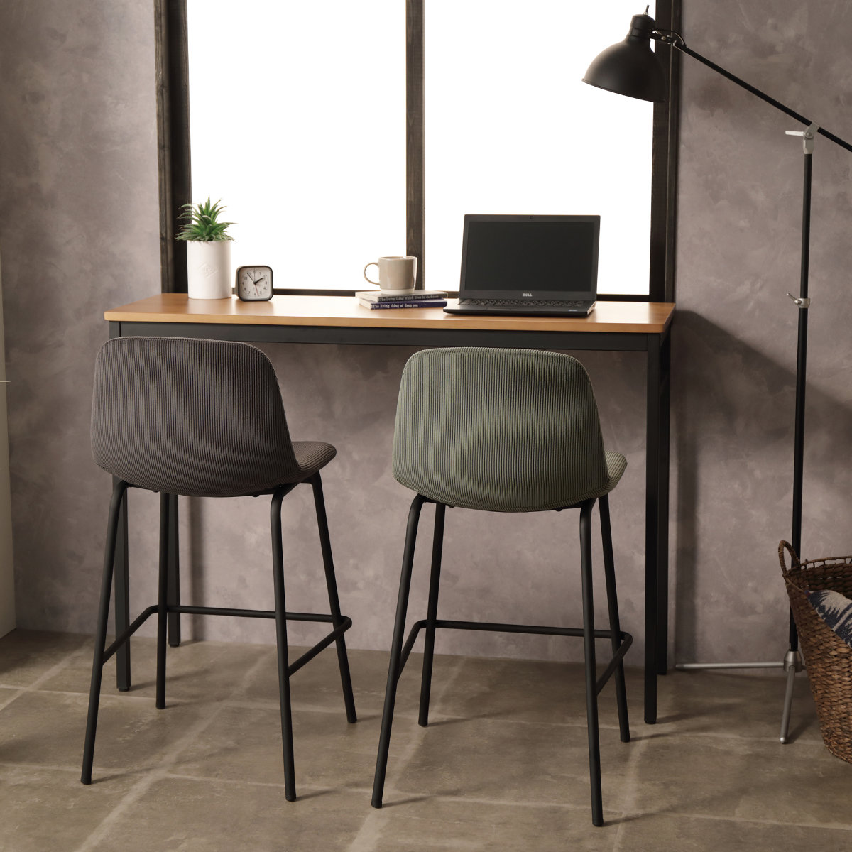 カウンターテーブル 高さ85cm 2人掛け 木目 （ 幅120cm ハイテーブル