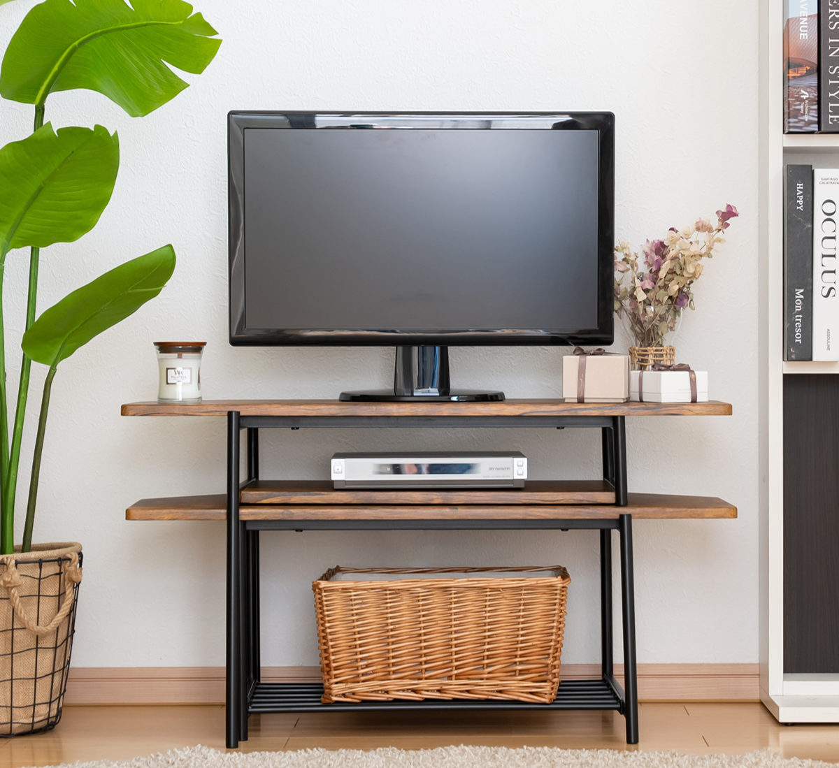 伸縮テレビ台 19～30V型対応 ブルックリンスタイル スチール 幅80