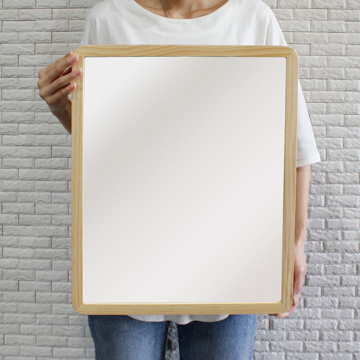 ウォールミラー 木製フレーム 40cm×48cm アコウスティック （ 鏡