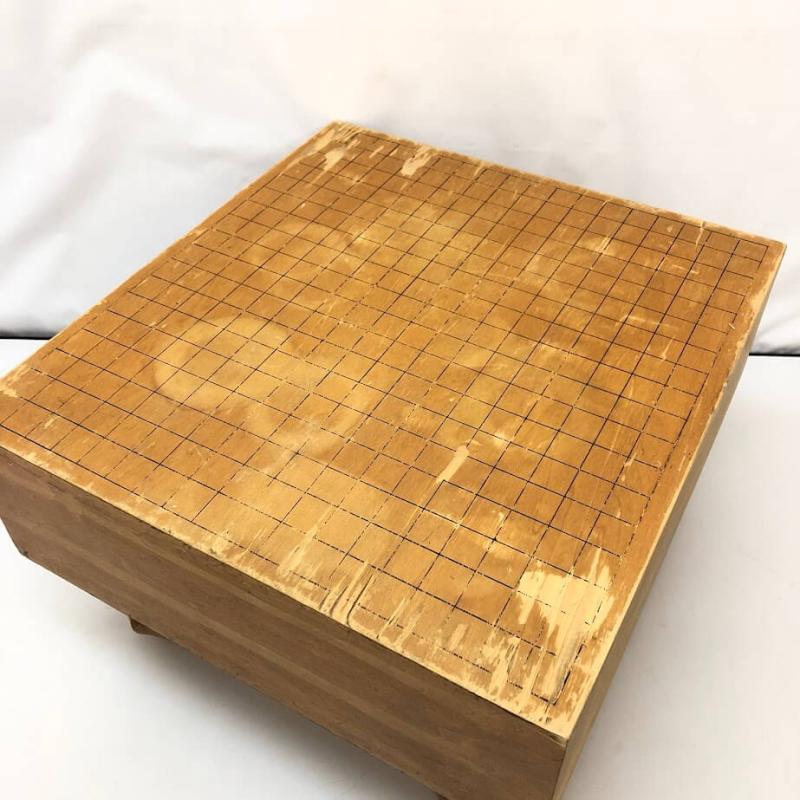 碁盤 囲碁 道産 天然木 脚付 ヘソ有 カバー付 天然木製囲碁盤セット