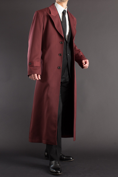 ロングコート販売】えんじ色のロングコート着丈長め、【2016-17年