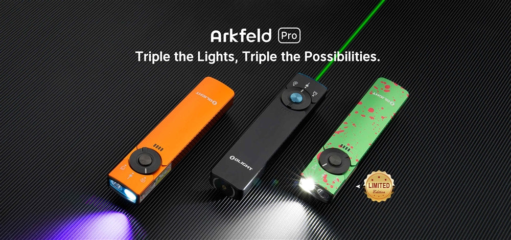 Olight Arkfeld Pro EDC Flashlight with UV Light and Green Laser