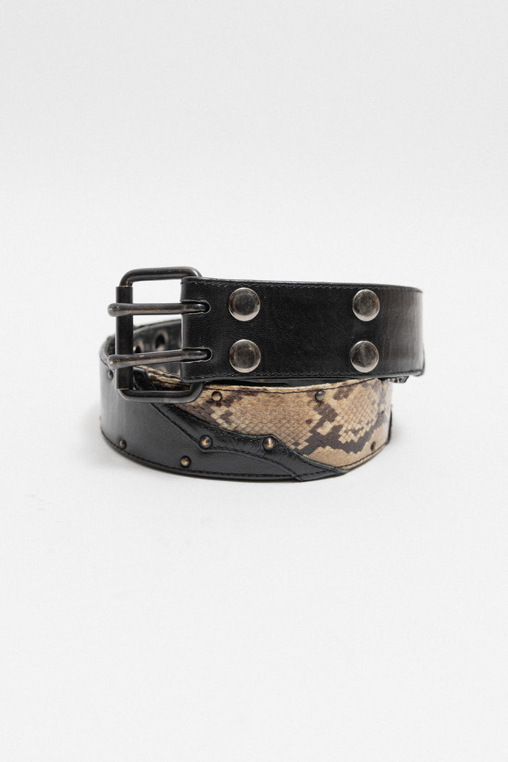 KMRII - Python leather studded double belt – L'OBSCUR