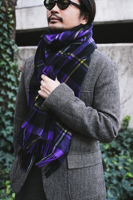 Joshua Ellis ジョシュアエリス ネイビー カシミヤ100％ ストール マフラー