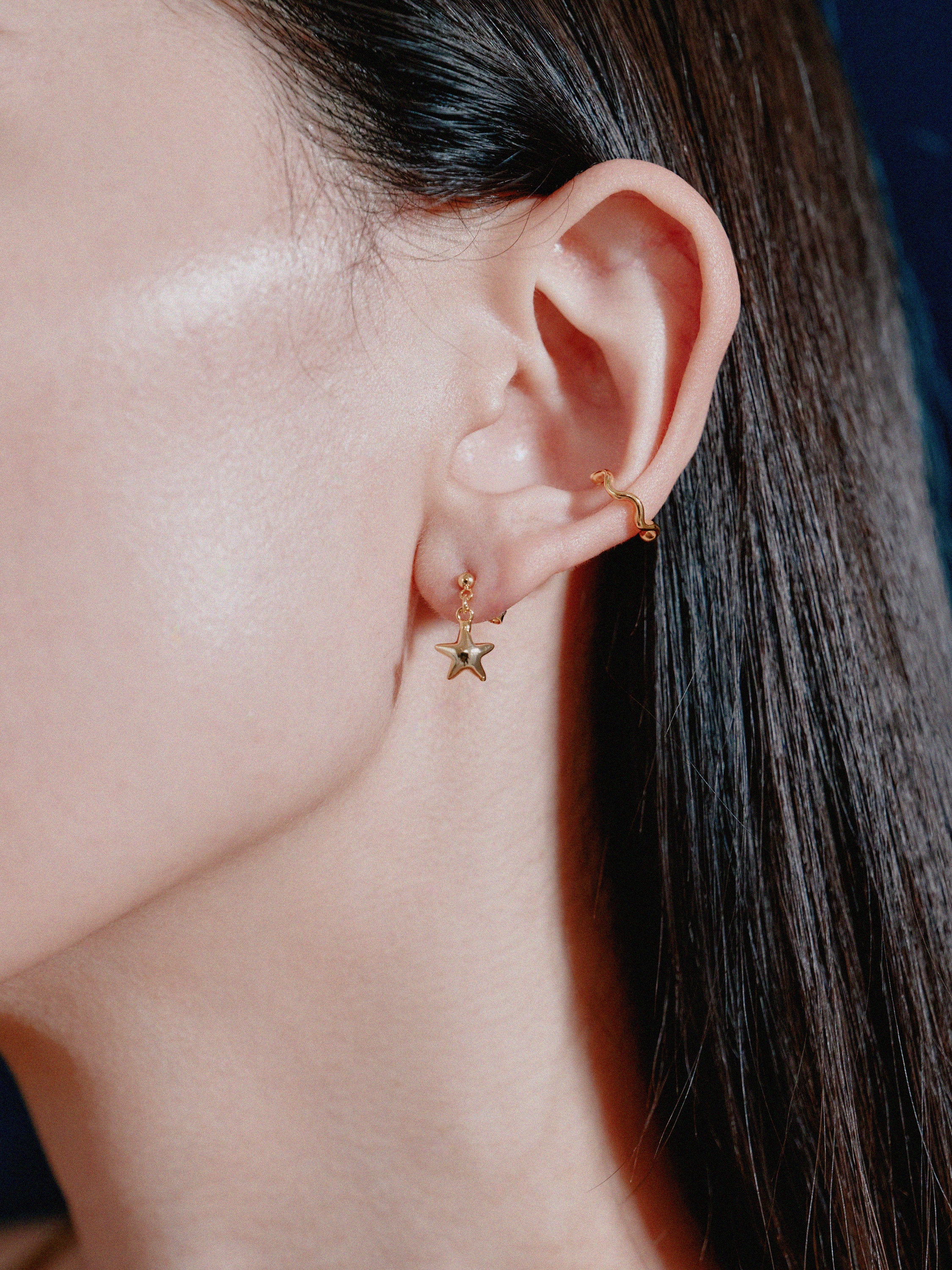 K18post クラフトスターピアス | LOKUMI