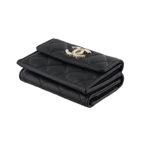 シャネル 三つ折り財布 レディース ココマーク ブラック CHANEL AP4319