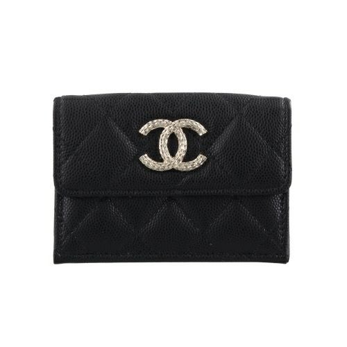 シャネル 三つ折り財布 レディース ココマーク ブラック CHANEL AP4319