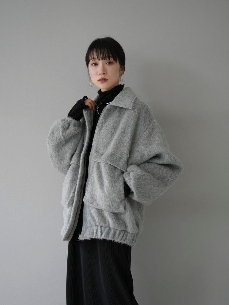 予約]シャギービッグポケットジップブルゾン/グレー – Lumier