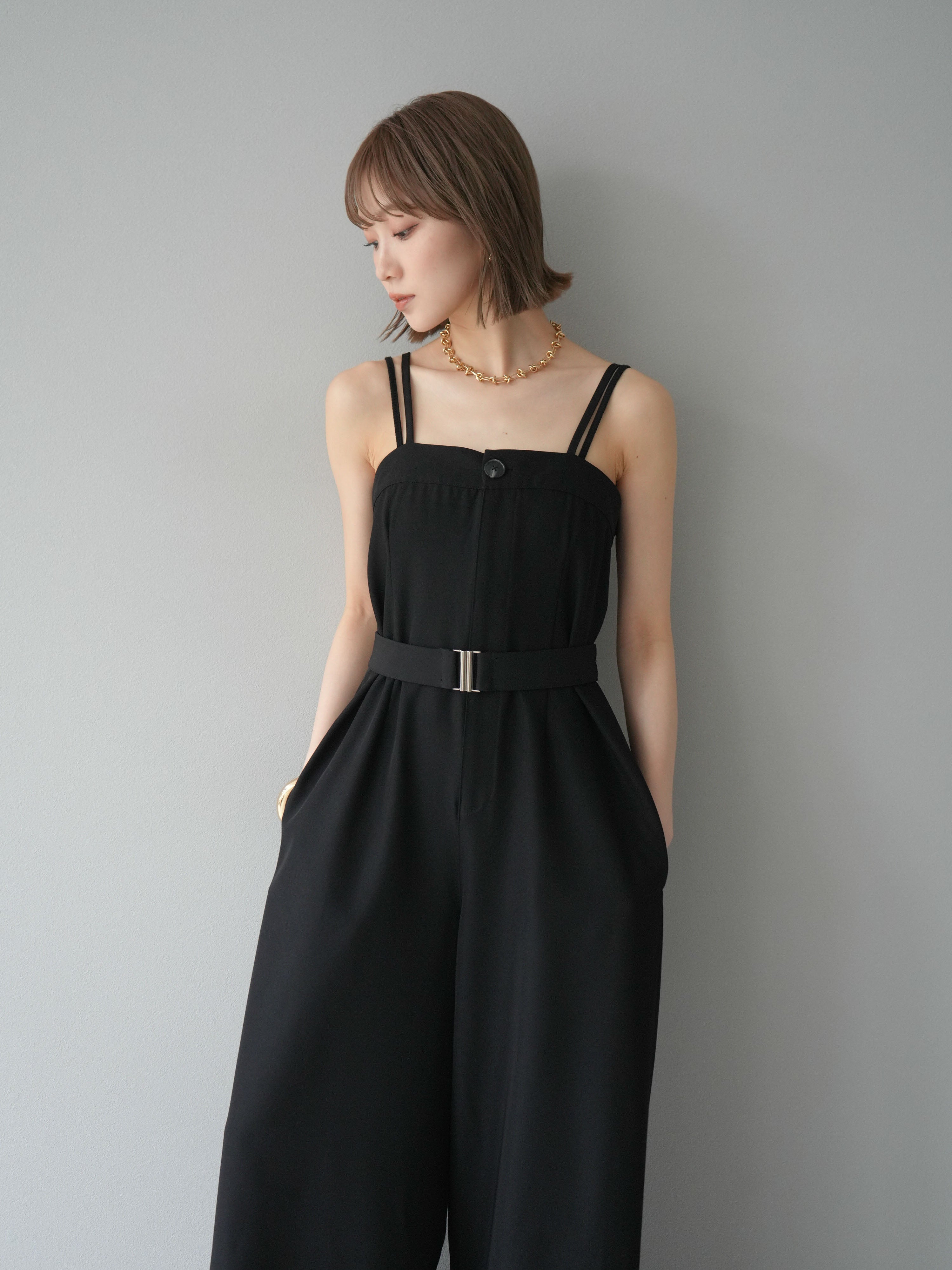 予約]ベルト付きベアサロペット/ブラック – Lumier