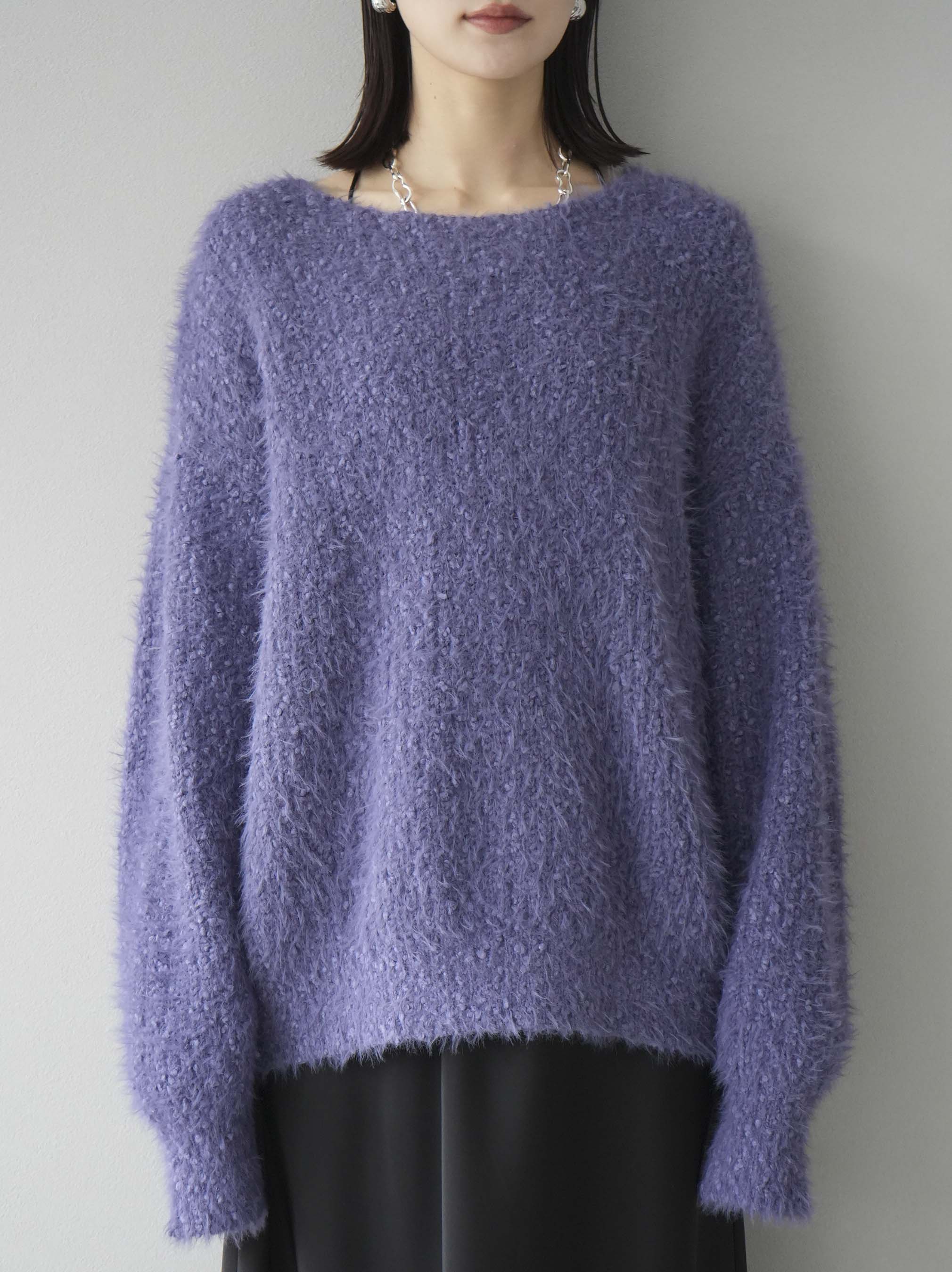 予約]ランダムシャギーニットプルオーバー/パープル – Lumier