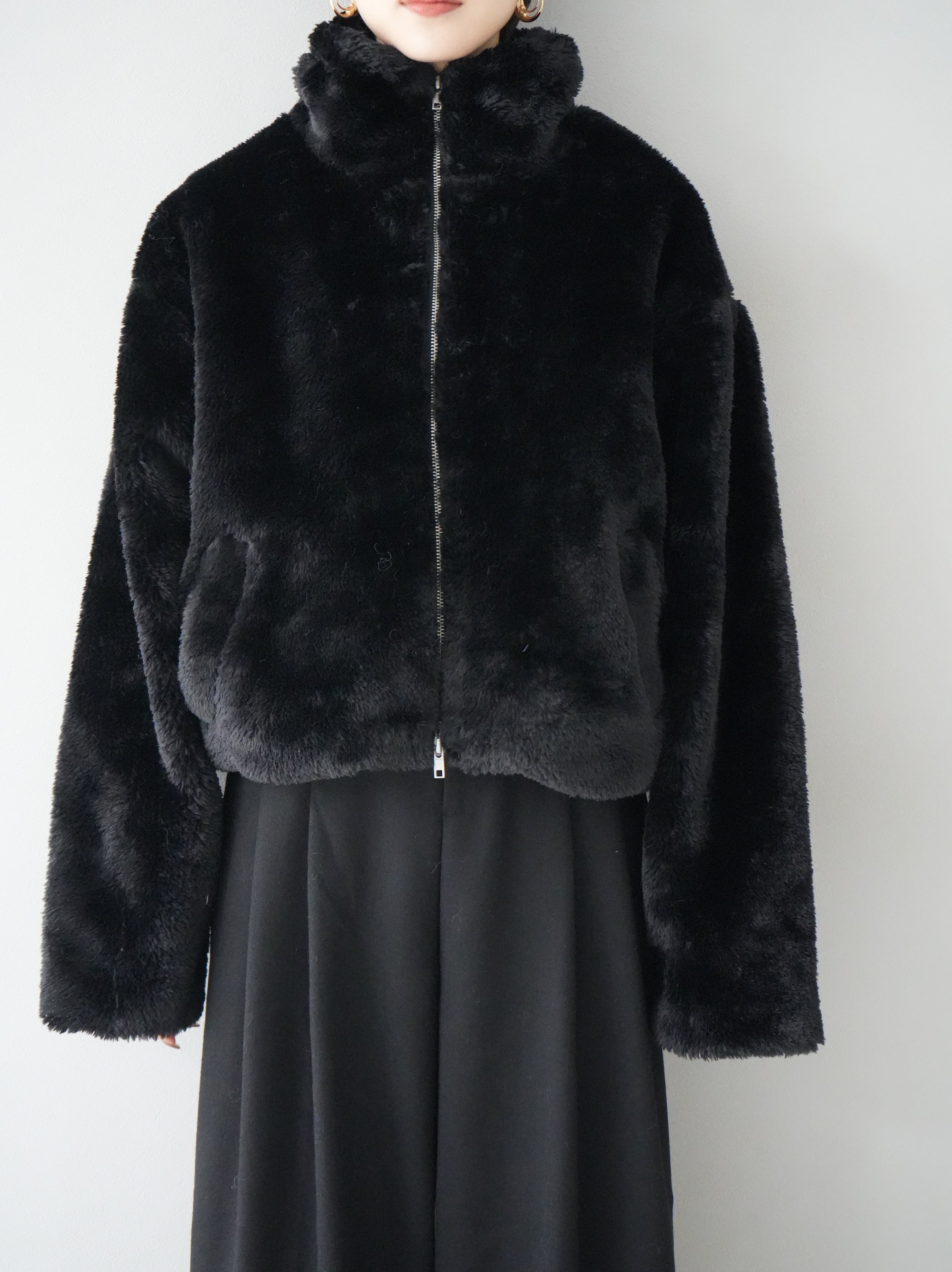 予約]フェイクファーダブルZIPブルゾン/ブラック – Lumier