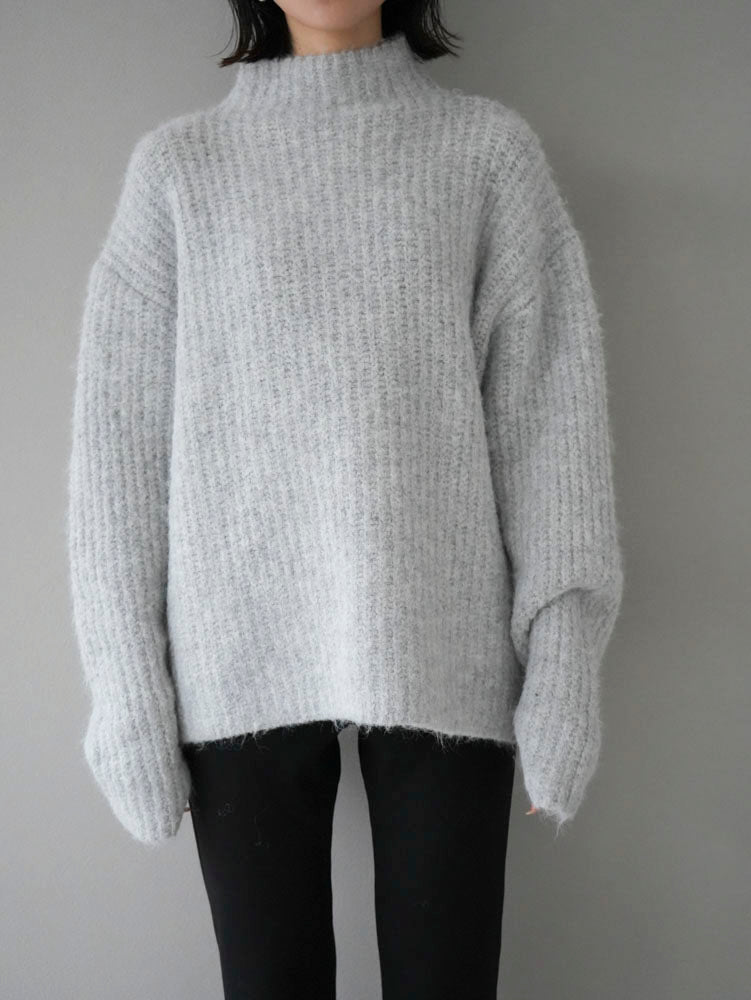 予約]MIX起毛ハイネックニットプルオーバー/グレー – Lumier