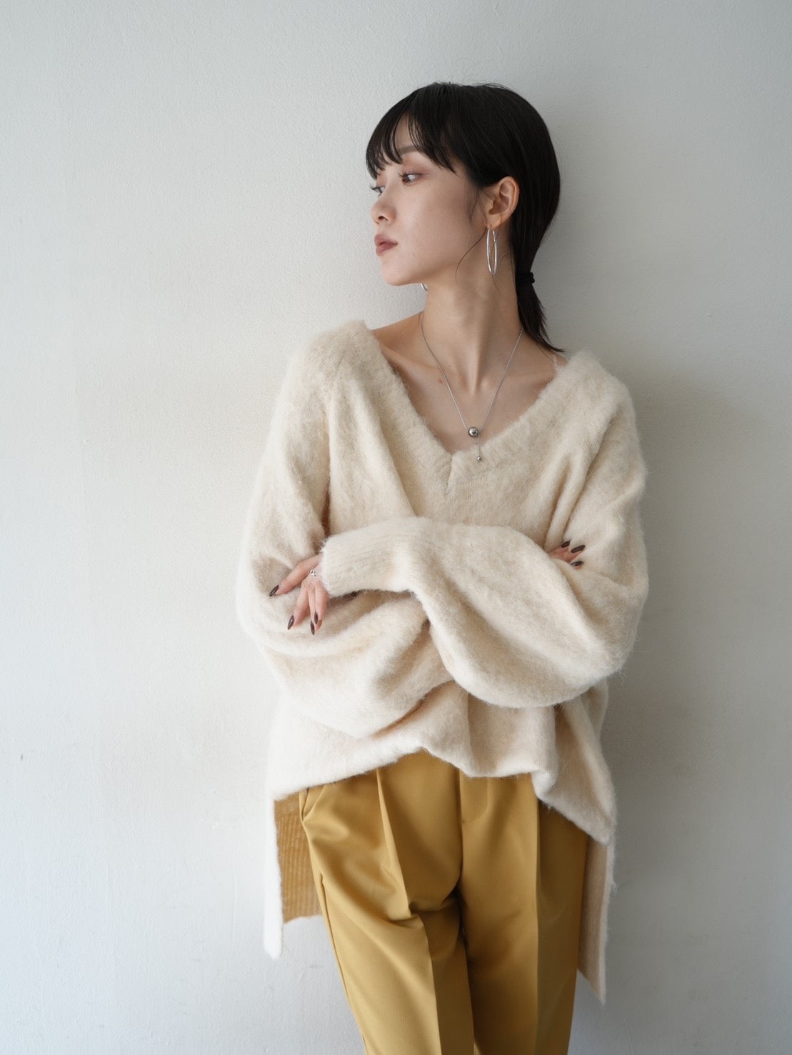 予約]オーバーモヘアニットプルオーバー/アイボリー – Lumier