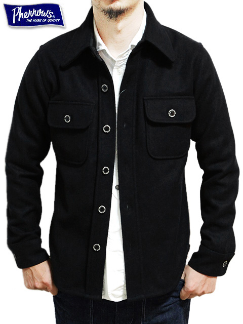 Pherrow's（フェローズ） 】 ウールCPOシャツジャケット [ BLACK ] 再