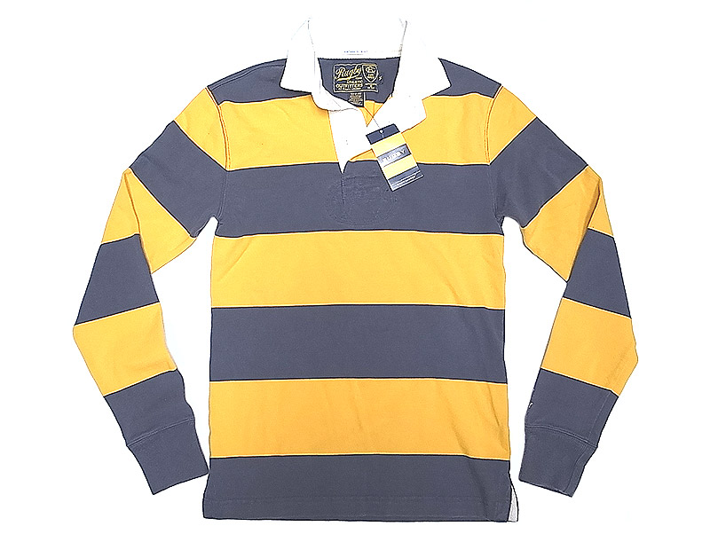 RUGBY by Ralph Lauren Vintage Slim Fit グビーラガーシャツ 紺×黄