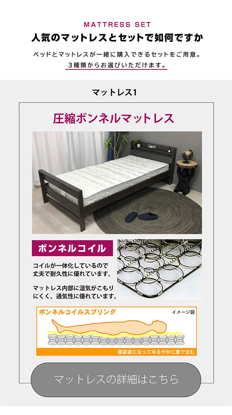 セミダブルベッド 【高級ピロートップポケットマット付き】ジェリー1