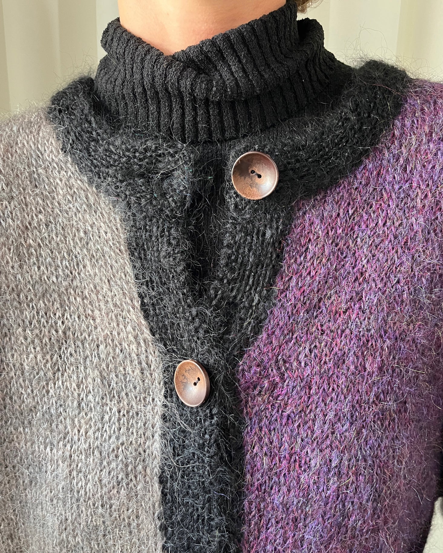 90s Colorblock Mohair Cardigan | S-XL - Lucky Vintage