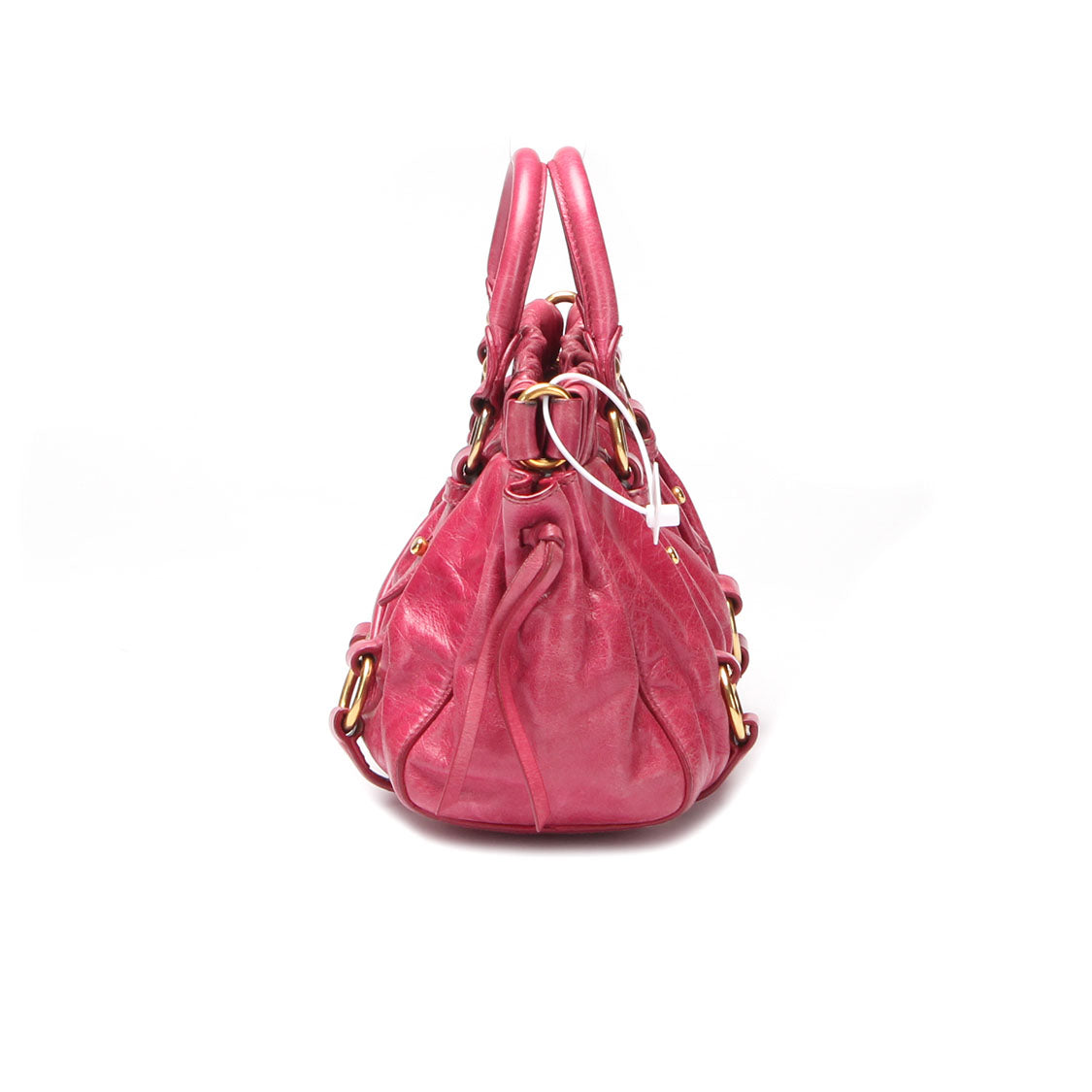 Miu Miu Vitello Lux Gathered Leather Handbag Leather Handbag in