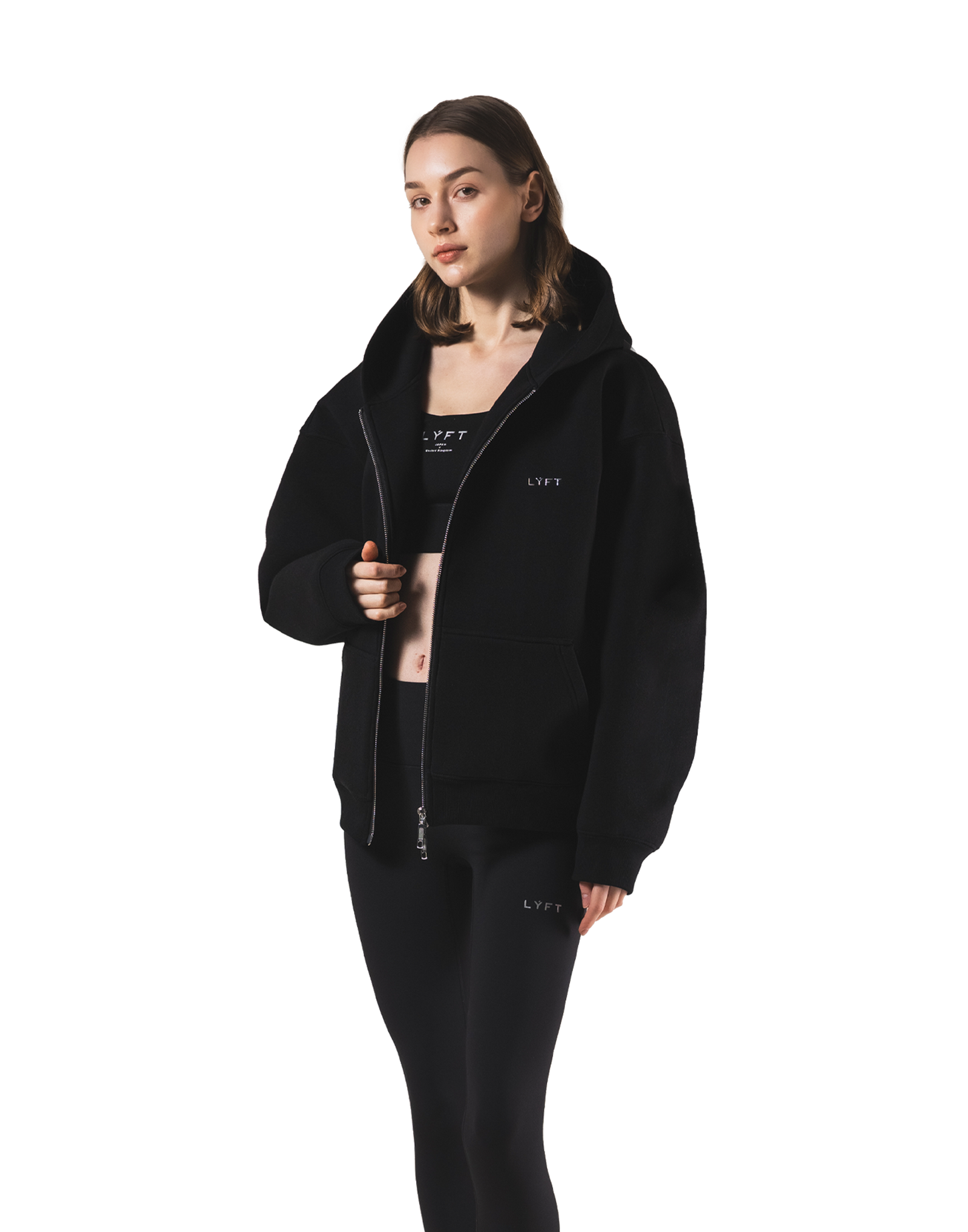 Double Face Zip-Up Hoodie - Black – LÝFT