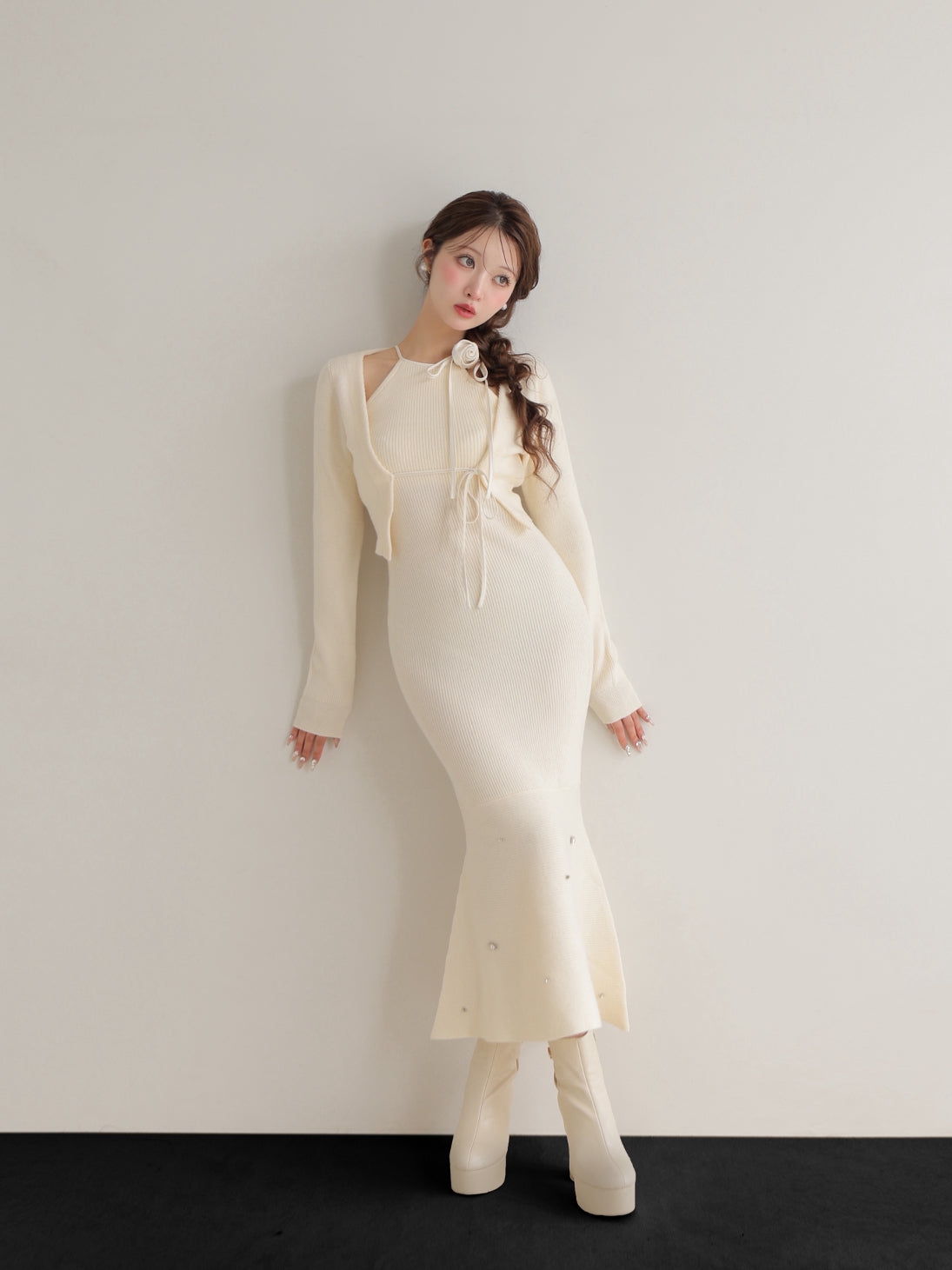 M me eme フェザースパンコールミニワンピース M me eme フェザー