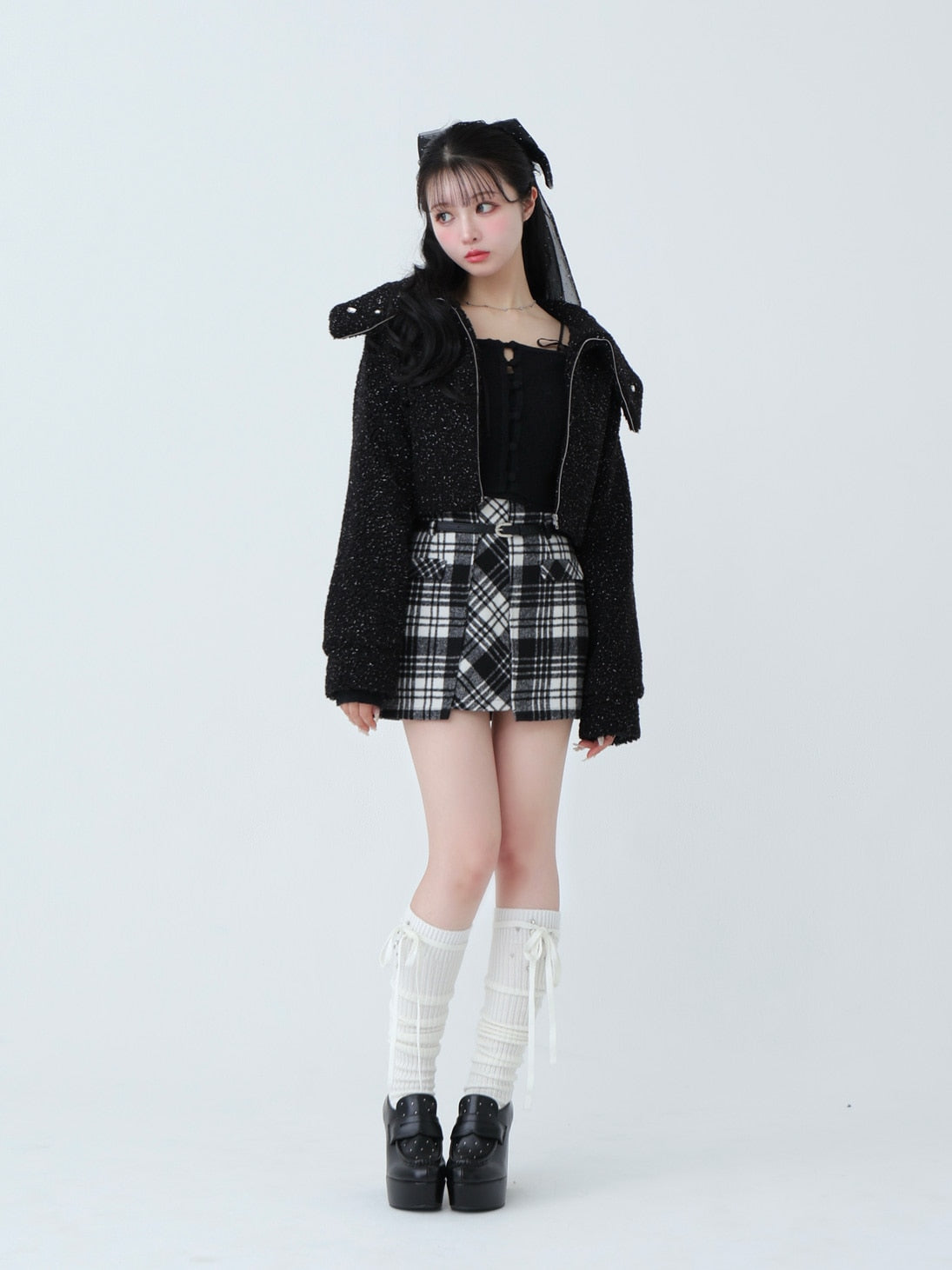 SALE】High waist check mini skirt(eme10449) – M me eme