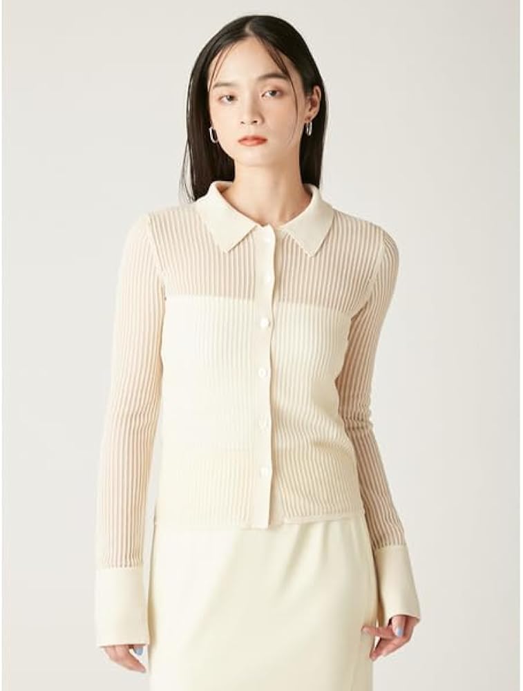 Amazon | [フレイ アイディー] ストライプメッシュポロカラーニット