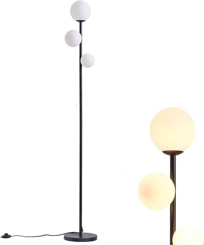 Amazon.co.jp : hofphd フロアランプ 3灯 丸型ガラスランプシェード