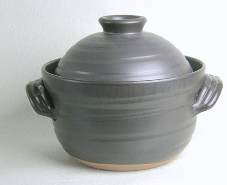 Amazon｜萬古焼 大黒ごはん鍋 黒釉手造りごはん鍋 4合炊き 日本製