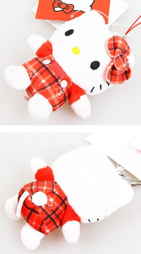 Amazon.co.jp: ハローキティまんまるチェックマスコットストラップ