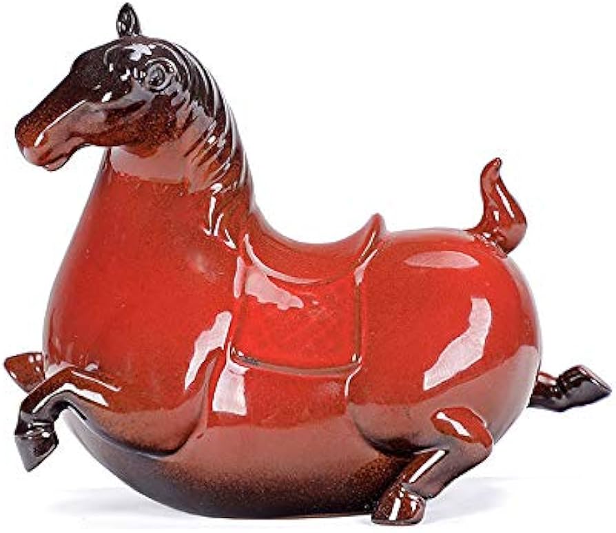 Amazon.co.jp: tonntyann 干支 午 馬の置物 陶器製 車 家 玄関 装飾