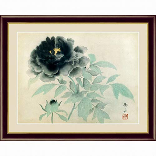 Amazon.co.jp: 速水御舟『墨牡丹』高精彩工芸画+手彩 静物画 花鳥画