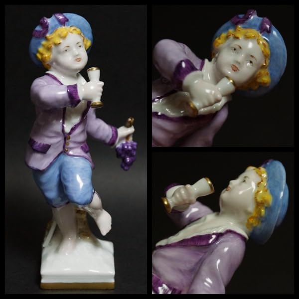 ベルリン王立磁器製陶所 KPM 手描きフィギュリン少年 葡萄狩り 人形