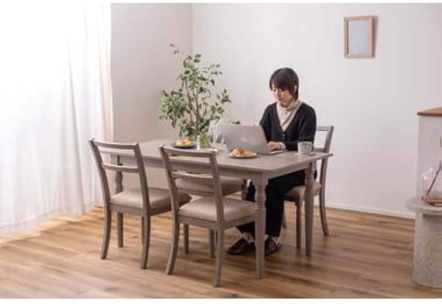 Amazon｜ダイニングテーブル 長方形 四角 天然木 木製 グレー シンプル