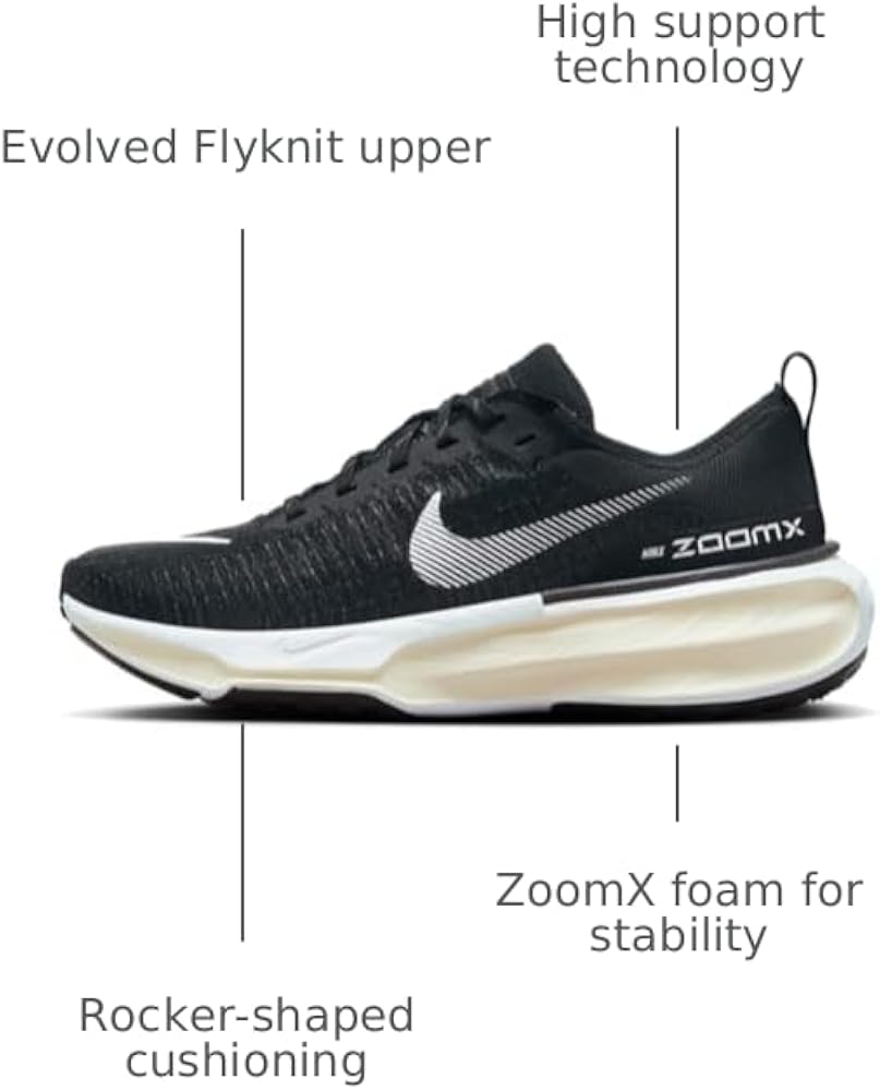 Amazon.com: Nike ZOOMX Invincible Run FK 3 Black/White/Silver