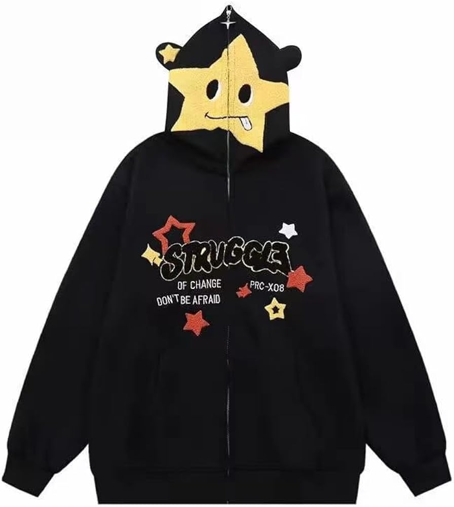 Amazon.com: grhaat Kawaii Cartoon Novelty Star Smile Face Hoodie