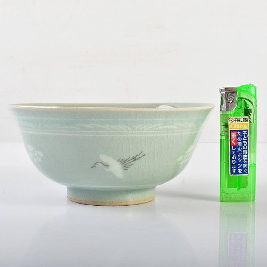 Amazon.co.jp: 韓国人間文化財 柳海剛（柳根瀅）作 高麗青磁 象嵌鶴雲