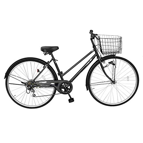 シティサイクル 黒 前カゴ付き27インチ 6段変速オートライト 楽天市場