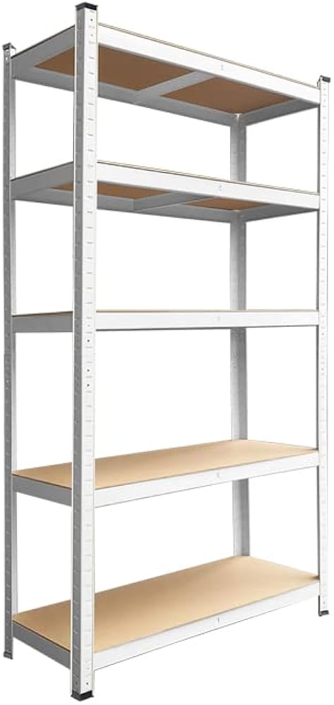 Amazon｜スチール5段ラック ホワイト 幅90×奥行40×高さ180cm 耐荷重