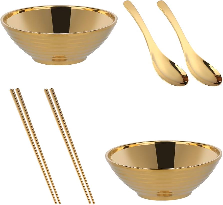 Amazon | Buyit ラーメンどんぶり 麺鉢 レンゲ 箸 セット 2人用 18-8