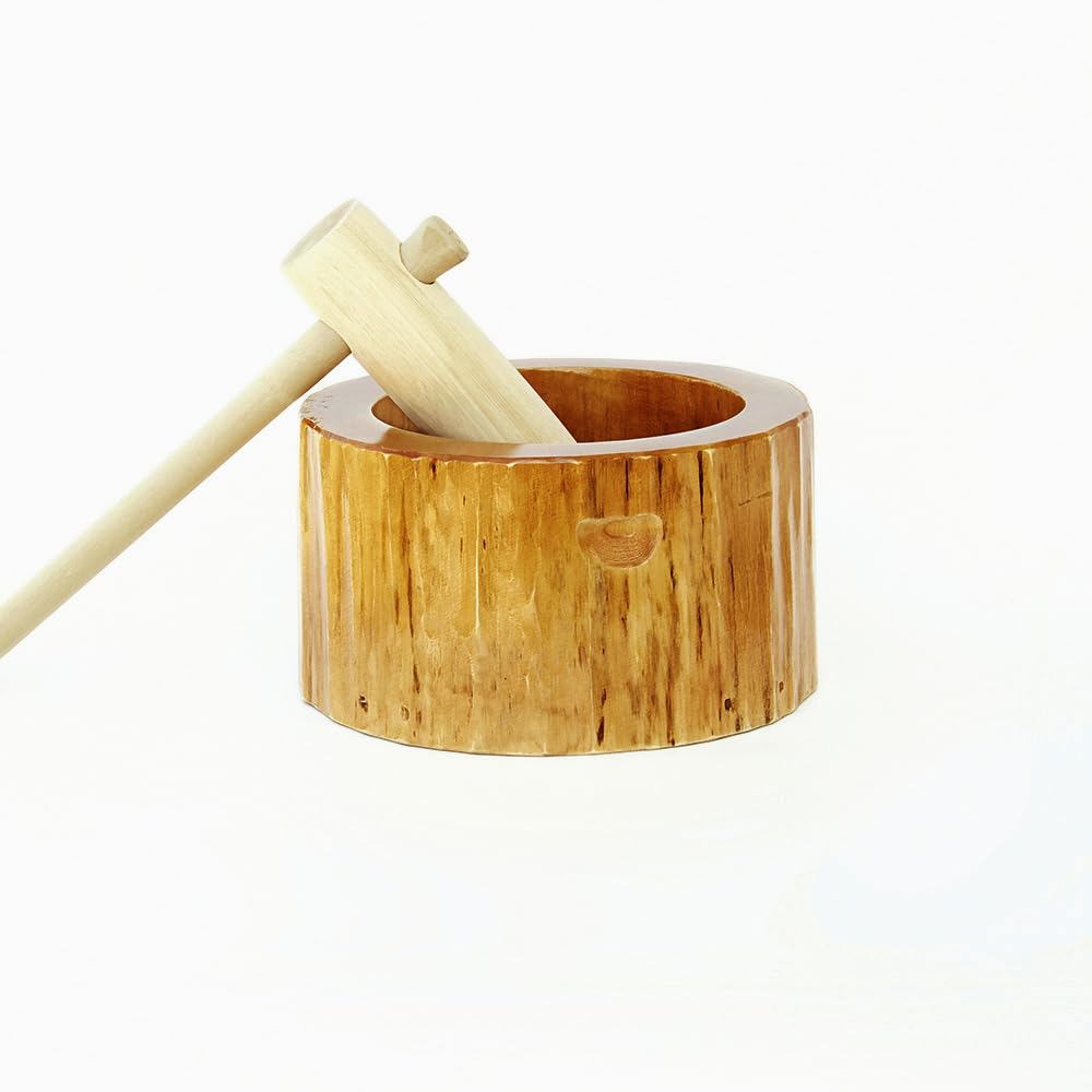 Amazon | 餅つきセット 1.5升用 木製ミニ臼＋キネ1本（もちつき うす