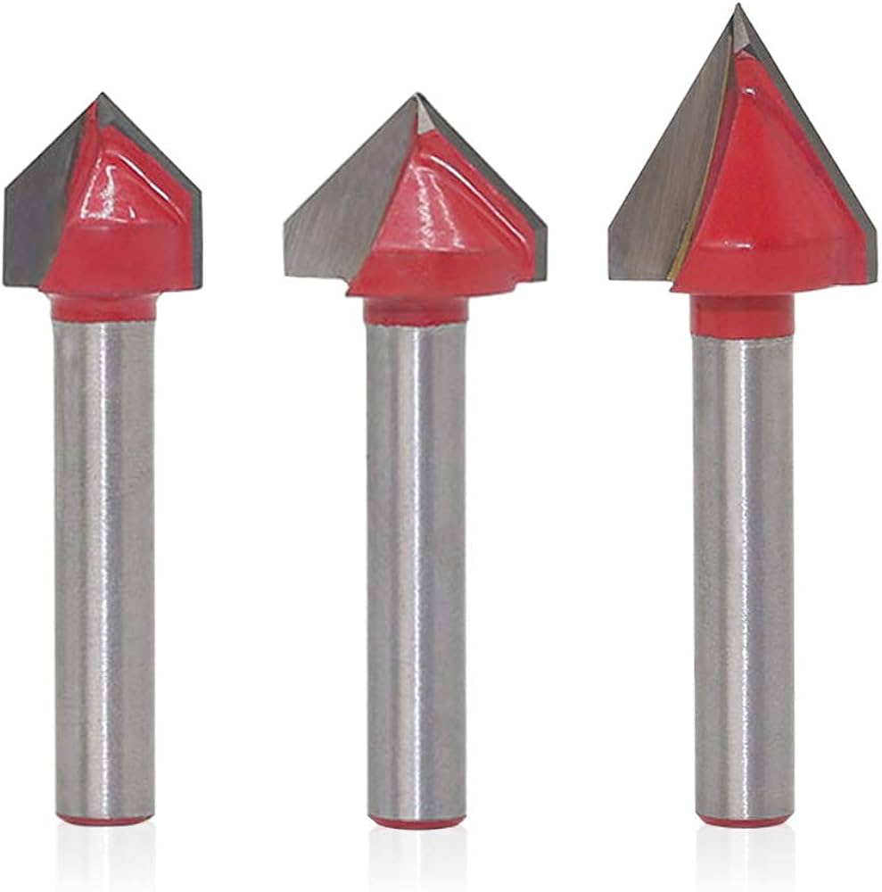 Amazon.co.jp: Saipor 3個セット v溝ルータービット 超硬トリマ 3D CNC