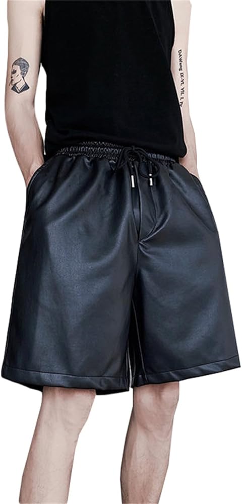 Amazon | [BEIBANG]PU レザー ハーフパンツ 膝丈 五分丈 ショート