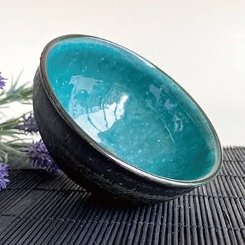 抹茶茶盌 抹茶茶碗 茶道 陶芸 陶器 青銅釉 トルコ青 手作り オリエント